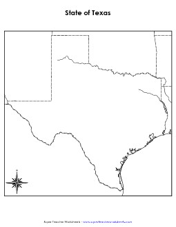 Texas Map (Blank) State Maps Worksheet