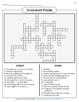 List 5:  Crossword Puzzle Spelling Worksheet