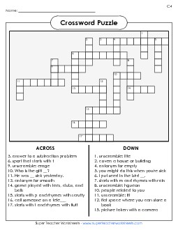 List 4:  Crossword Puzzle Spelling Worksheet