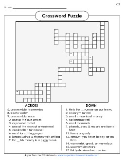 List 3:  Crossword Puzzle Spelling Worksheet