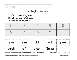 Holiday List - Christmas: ABC Order Spelling Worksheet