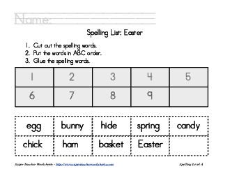 Holiday List - Easter: ABC Order Spelling Worksheet