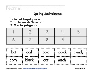 Holiday List - Halloween: ABC Order Spelling Worksheet