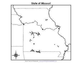 Missouri Map (Blank Cities) State Maps Worksheet