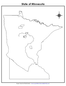 Minnesota Map (No Bordering States) State Maps Worksheet