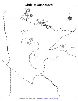 Minnesota Map (Blank) State Maps Worksheet