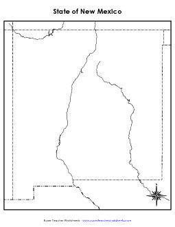 New Mexico Map (Blank) State Maps Worksheet