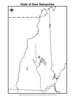 New Hampshire Map (Blank) State Maps Worksheet