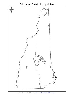 New Hampshire Map (No Bordering States) State Maps Worksheet