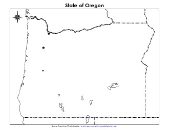 Oregon Map (Blank Cities) State Maps Worksheet