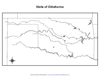 Oklahoma Map (Blank Cities) State Maps Worksheet