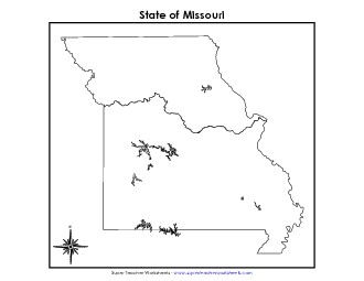 Missouri Map (No Bordering States) State Maps Worksheet