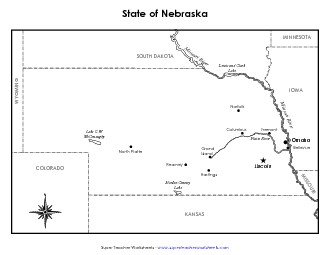 Nebraska Map (Labeled) State Maps Worksheet