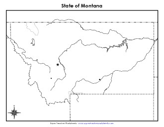 Montana Map (Blank Cities) State Maps Worksheet