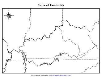 Kentucky Map (Blank) State Maps Worksheet