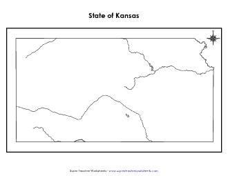 Kansas Map (No Bordering States) State Maps Worksheet