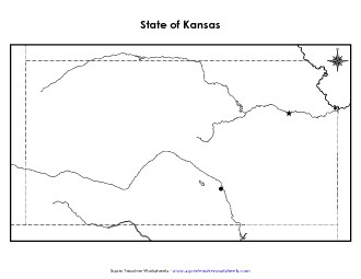 Kansas Map (Blank Cities) State Maps Worksheet