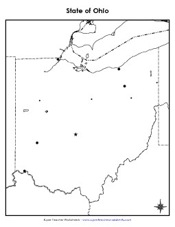 Ohio Map (Blank Cities) State Maps Worksheet