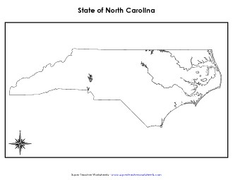 North Carolina Map (No Bordering States) State Maps Worksheet