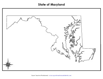 Maryland Map (No Bordering States) State Maps Worksheet