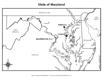 Maryland Map (Labeled) State Maps Worksheet