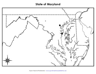 Maryland Map (Blank Cities) State Maps Worksheet