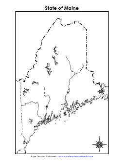 Maine Map (Blank Cities) State Maps Worksheet