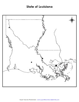 Louisiana Map (Blank Cities) State Maps Worksheet