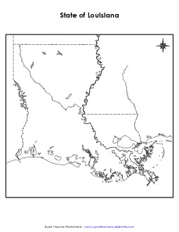 Louisiana Map (Blank) State Maps Worksheet