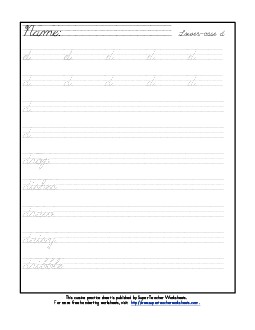 Lowercase cursive d Worksheet