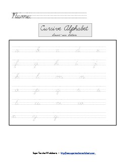 Lowercase Cursive Alphabet  Free Worksheet