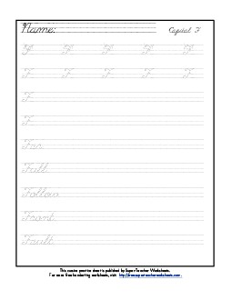 Uppercase cursive F Worksheet