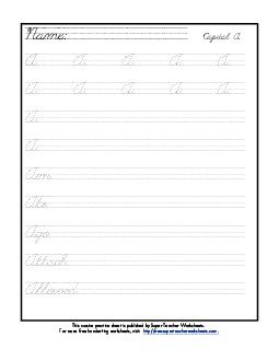 UppercaseÂ  cursive A Free Worksheet