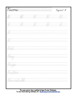 Uppercase cursive B Free Worksheet