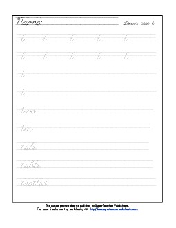 Lowercase cursive t Worksheet