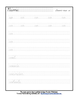 Lowercase cursive w Worksheet