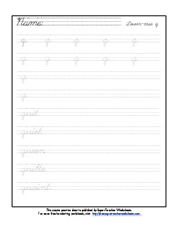 Lowercase cursive q Worksheet