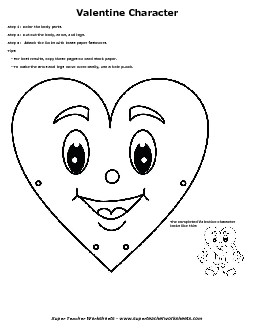 Valentine\'s Day Cut-Out Craft Cut Outs Worksheet