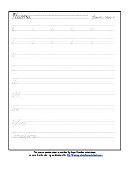 Lowercase cursive i Worksheet