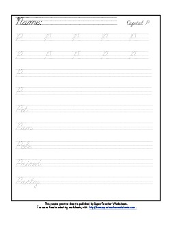 Uppercase cursive P Worksheet