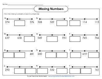 Number Line (3-Digit) Counting Worksheet