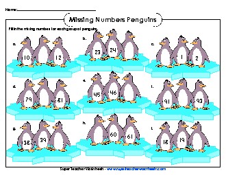 Penguin Counting (2-Digit) Free Worksheet