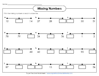 Number Line (2-Digit) Free Counting Worksheet