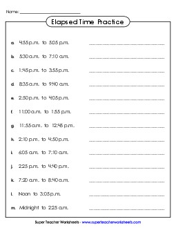 Elapsed Time Practice Worksheet Worksheet