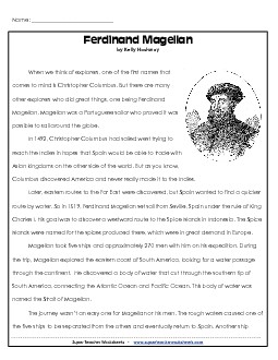 Ferdinand Magellan 5th Grade Reading Comprehension Worksheet