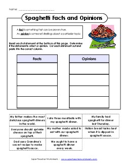 Fact-Opinion Cut & Paste (Intermediate) Cause Effect Fact Opinion Worksheet