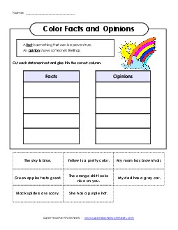 Fact-Opinion Cut & Paste (Basic) Cause Effect Fact Opinion Worksheet