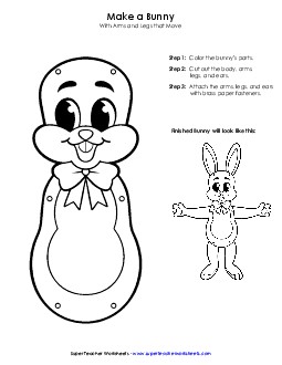 Bunny Cut-Out Craft Holiday Worksheet