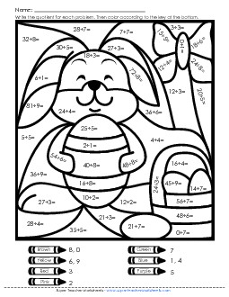 Division: Bunny Mystery Picture (Basic Facts) Worksheet