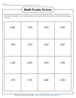 Division Puzzle: Earth Day Worksheet